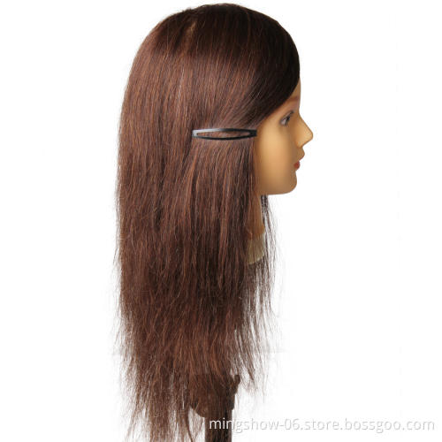 Human Hair Hairdressing Training Mannequins Head Professional Salon Practice Head Hairdresser Styling Tool